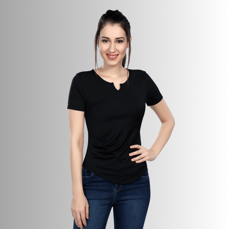 V-neck ruched waist T-shirts