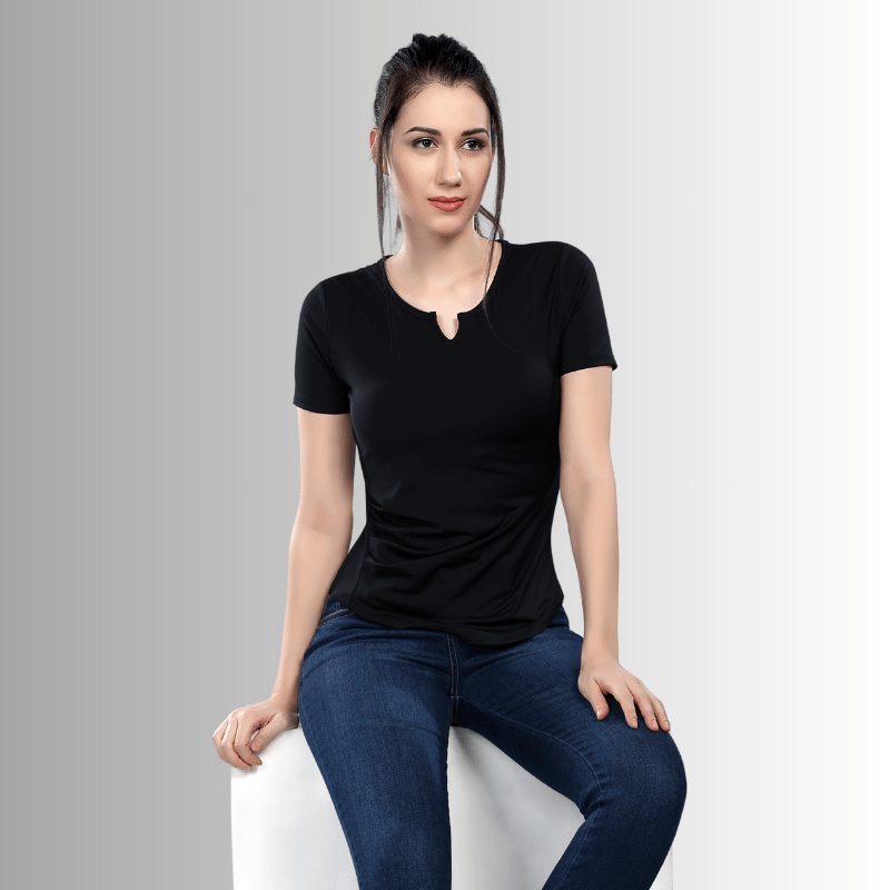 V-neck ruched waist T-shirts