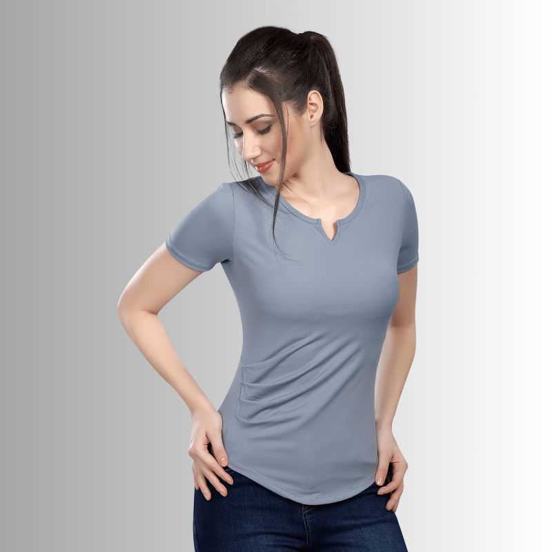 V-neck ruched waist T-shirts