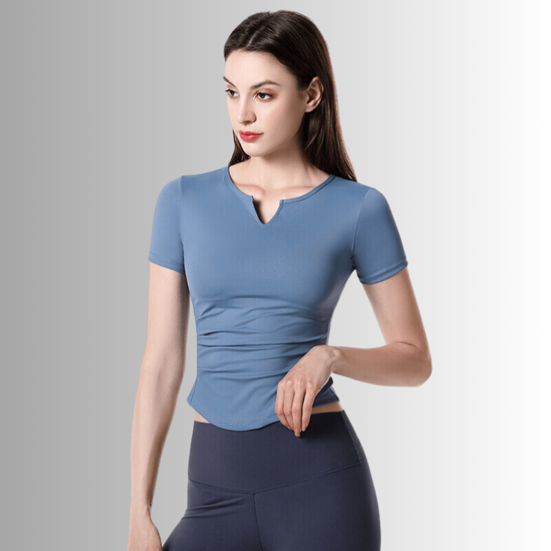 V-neck ruched waist T-shirts
