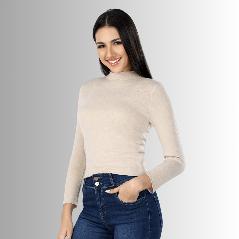 Half Turtle neck Solid T-shirt