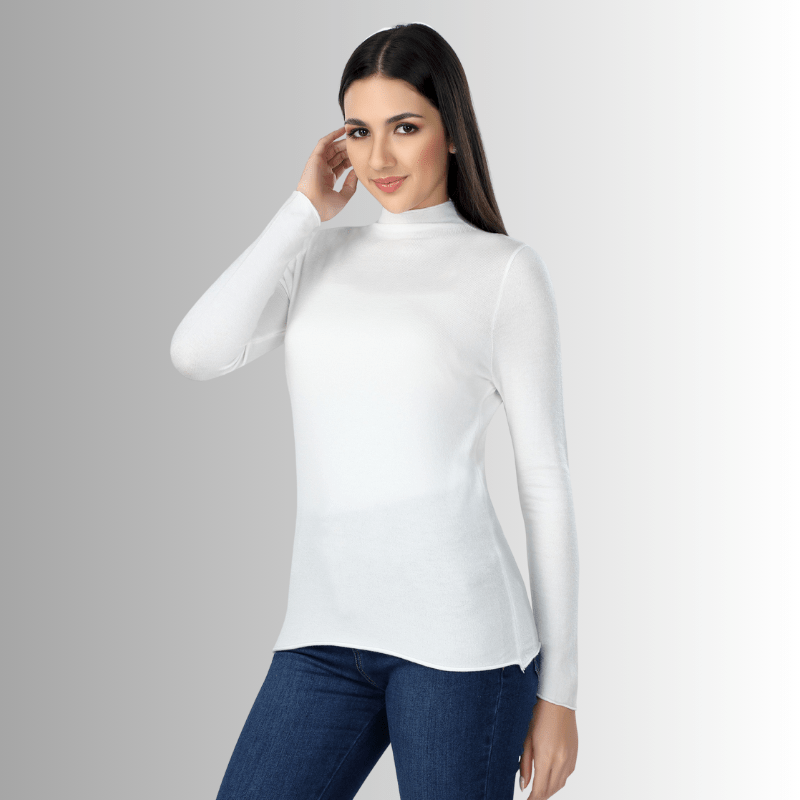 Half Turtle neck Solid T-shirt